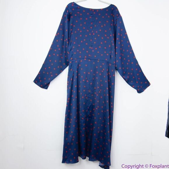 NEW Eloquii navy Tulip Hem Wrap Dress in Mandalay polka Dot, 24‎ - Picture 6 of 16